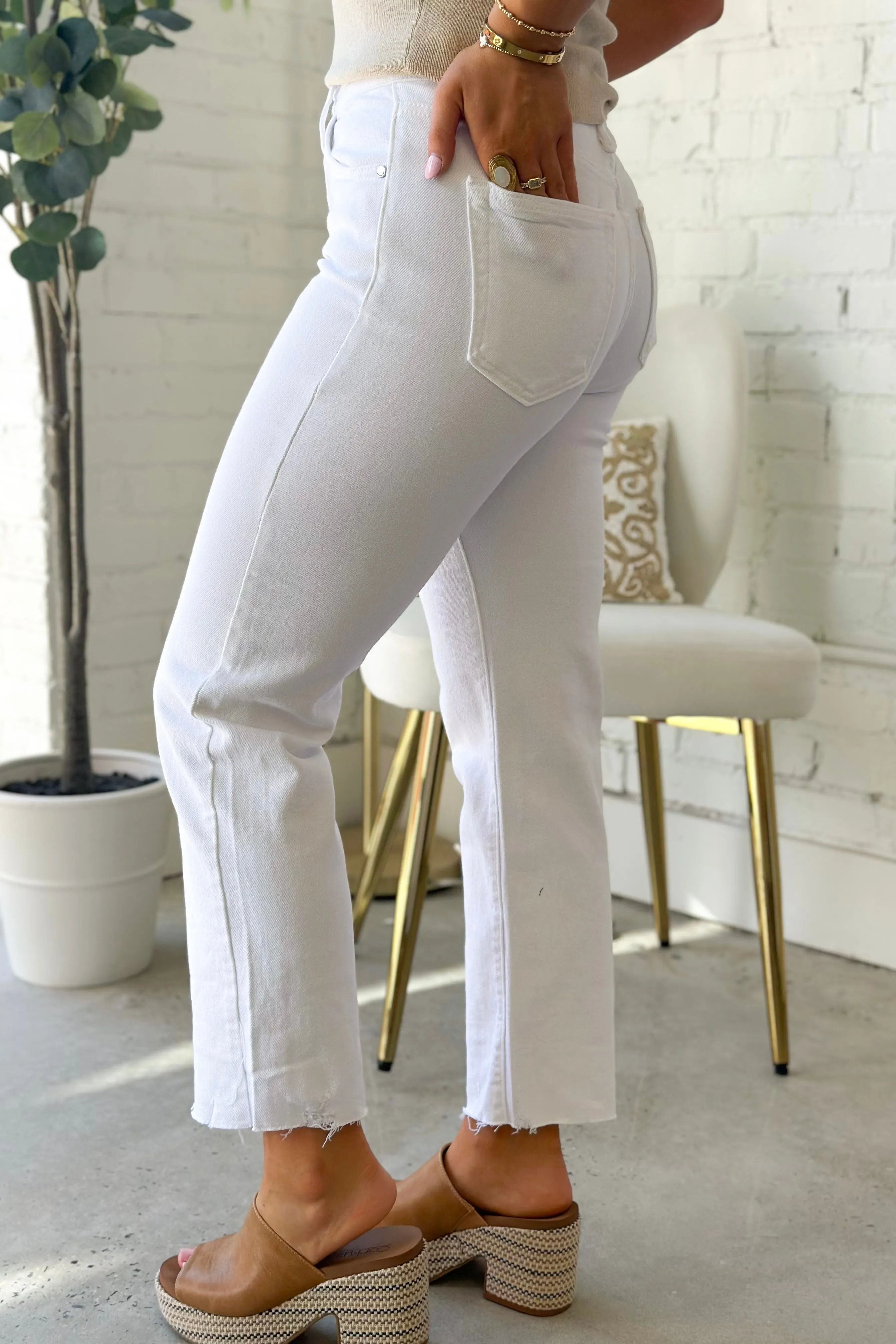 Optic White High Rise Vintage Straight Leg Jean