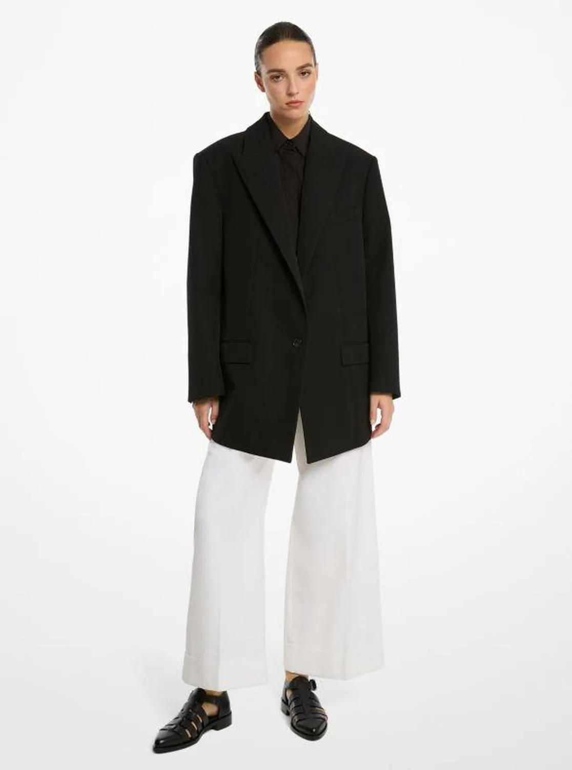 Oversized Wool and Cotton Gabardine Blazer