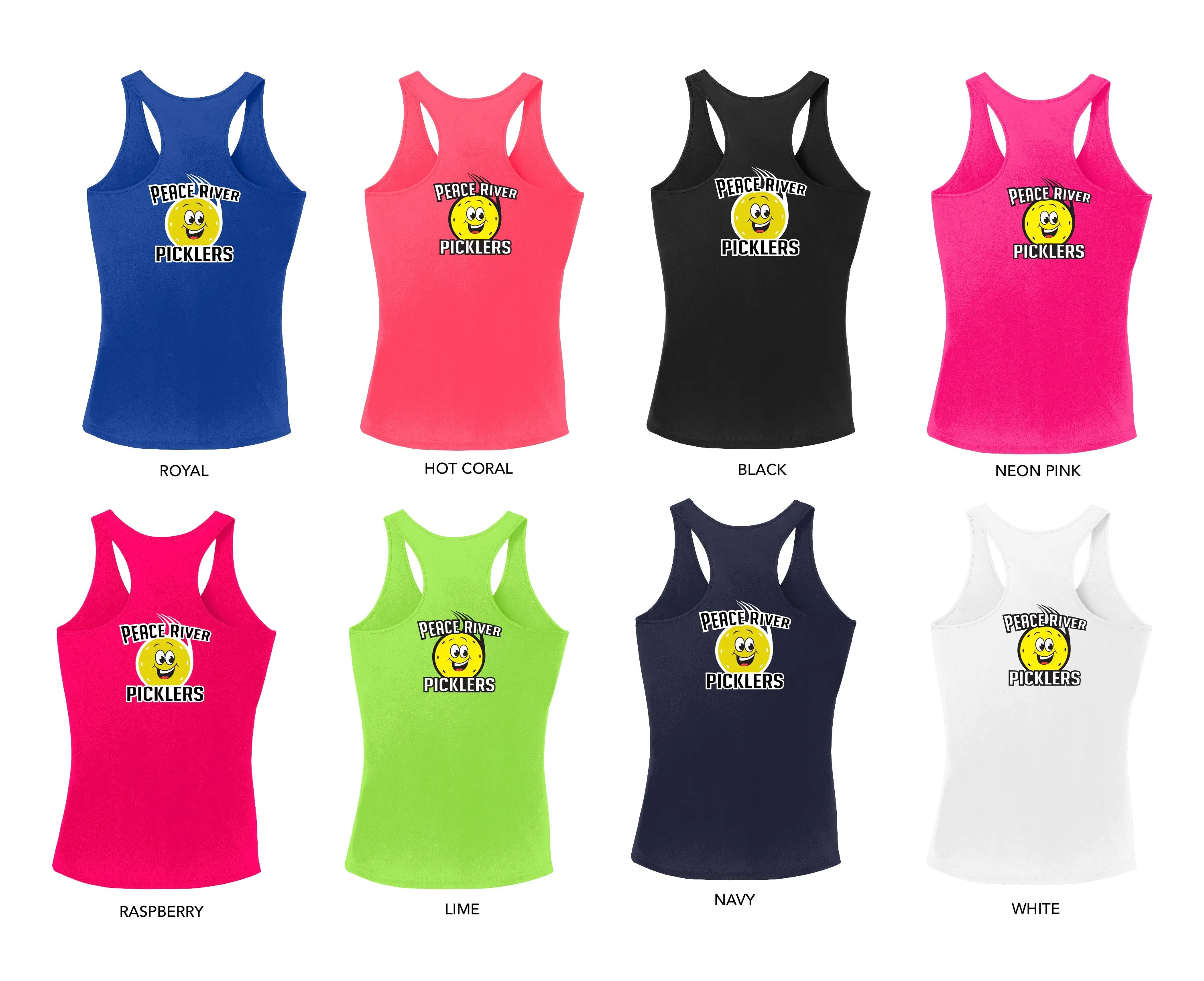 Peace River Picklers 2021 Pickleball Ladies Performance Racerback Shirt - Design 2