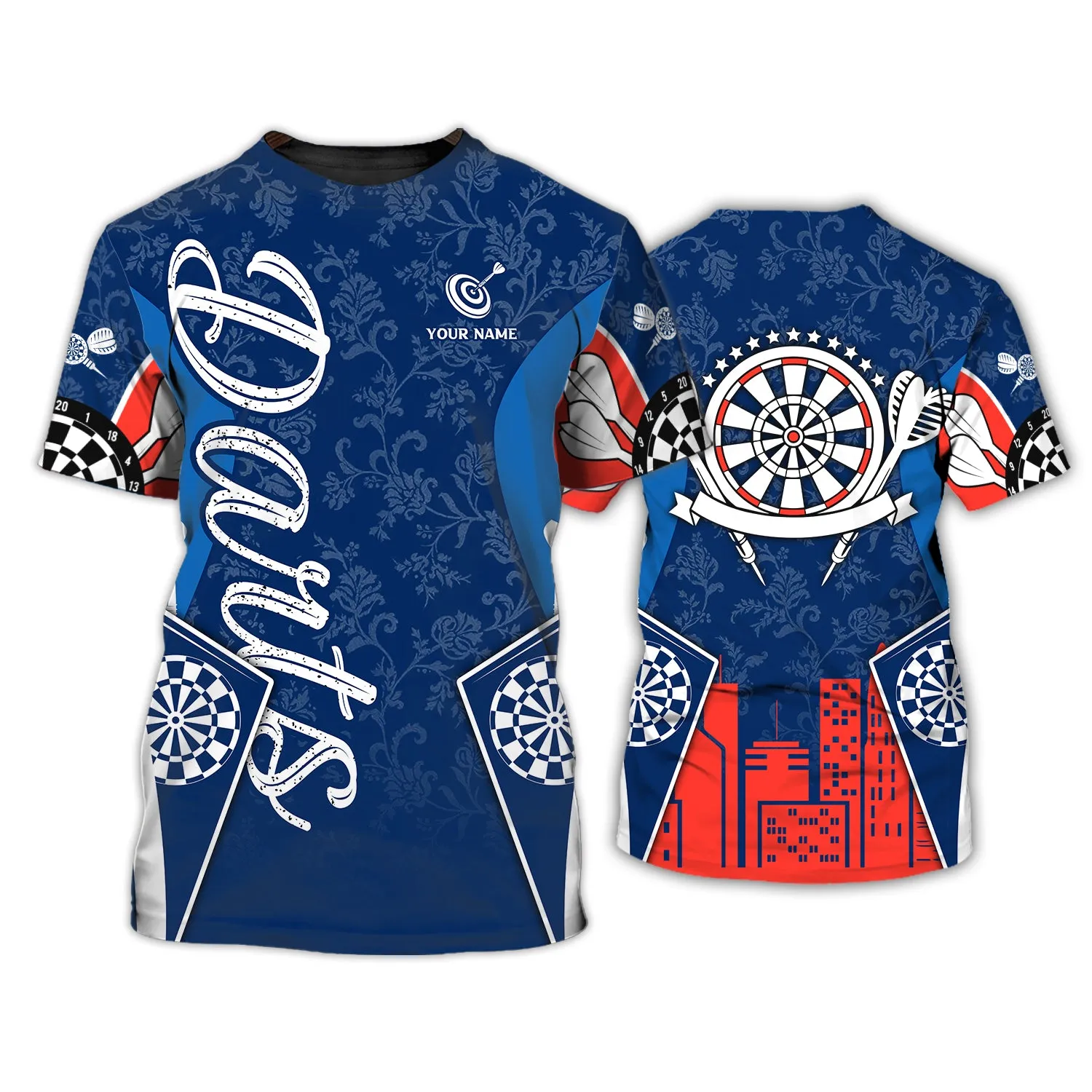 Personalized Name Darts Blue 3D Printed Shirts