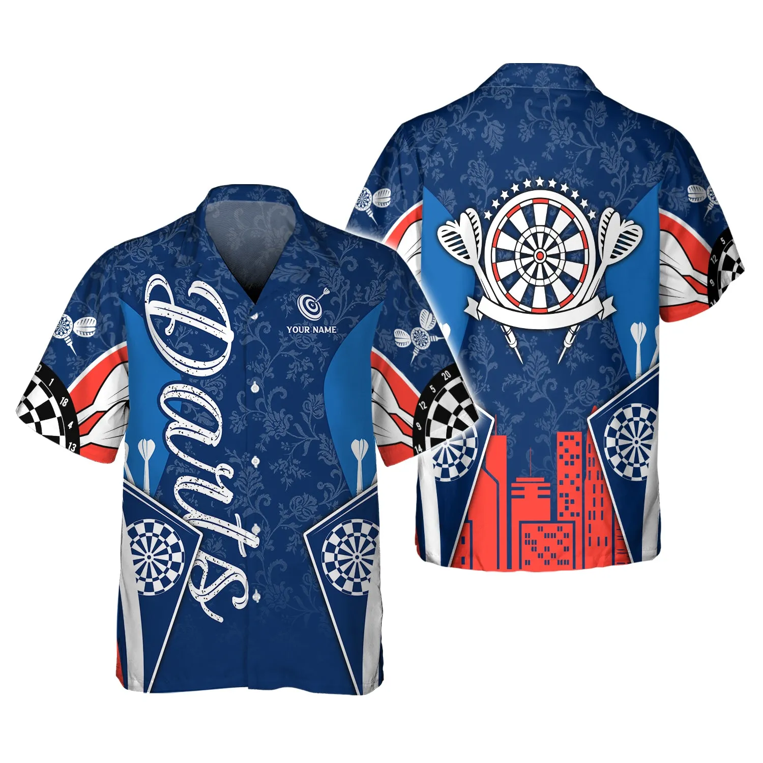 Personalized Name Darts Blue 3D Printed Shirts