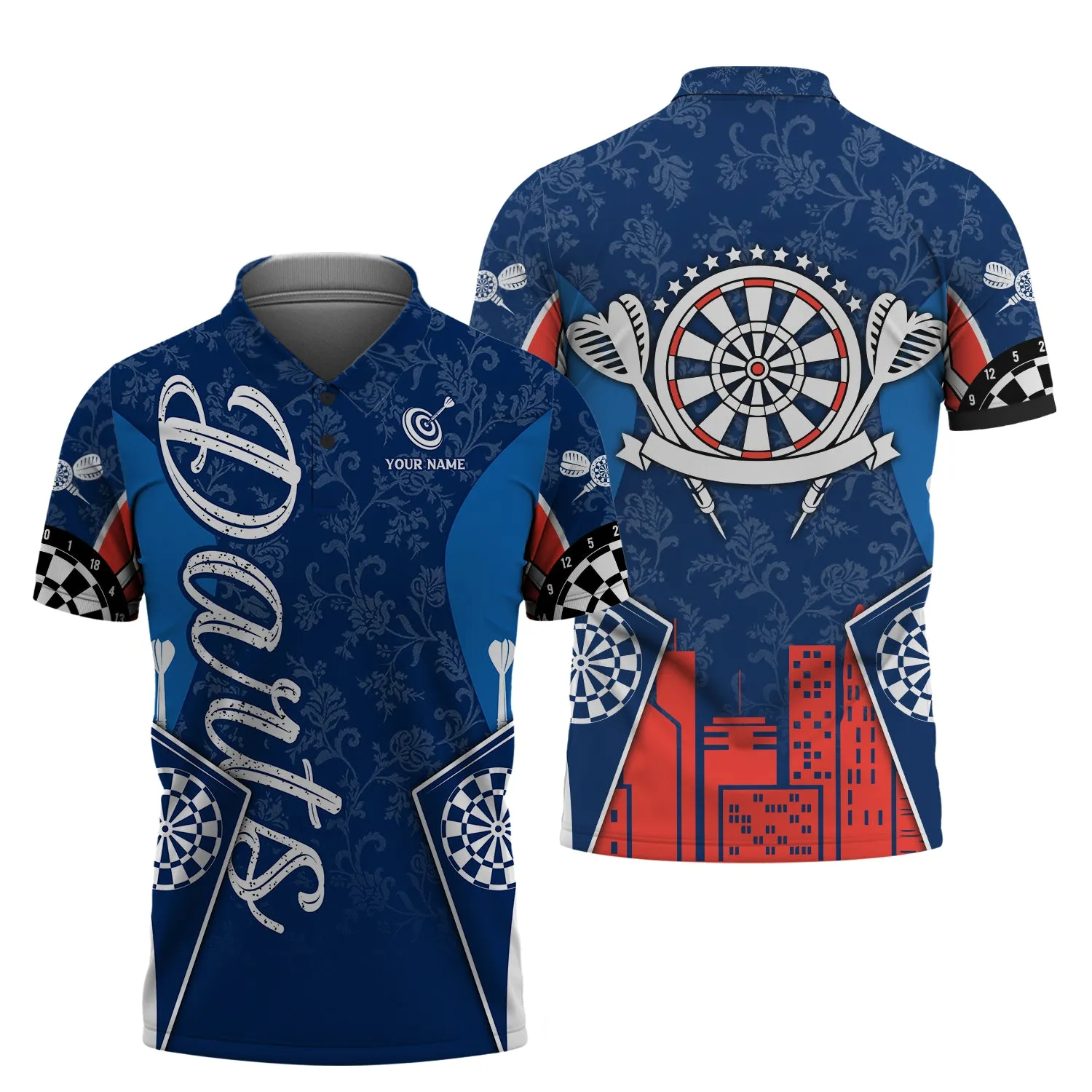 Personalized Name Darts Blue 3D Printed Shirts