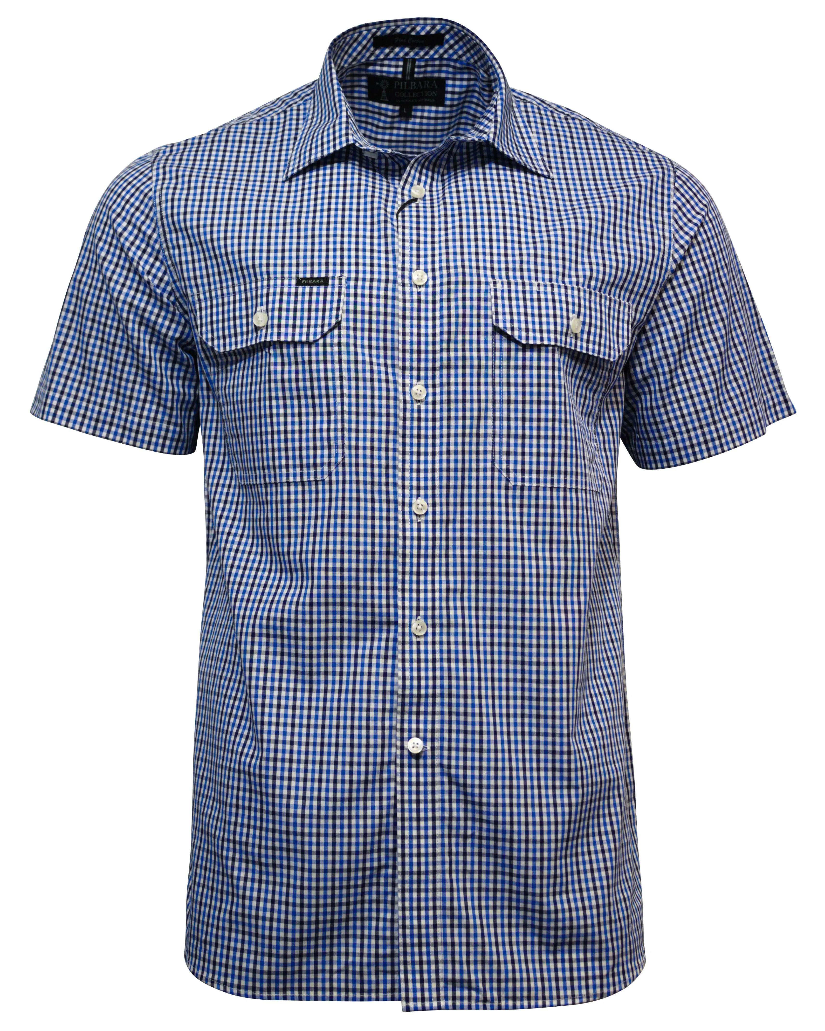 Pilbara Short Sleeve Check Double Pocket Shirt