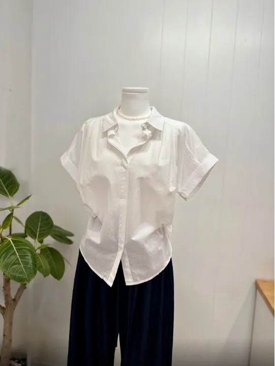 Pleated Over Fit Short Sleeve Shirts