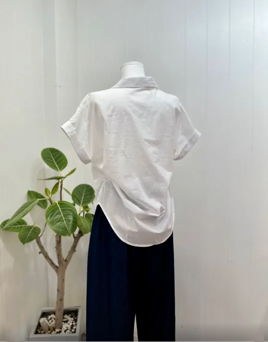 Pleated Over Fit Short Sleeve Shirts