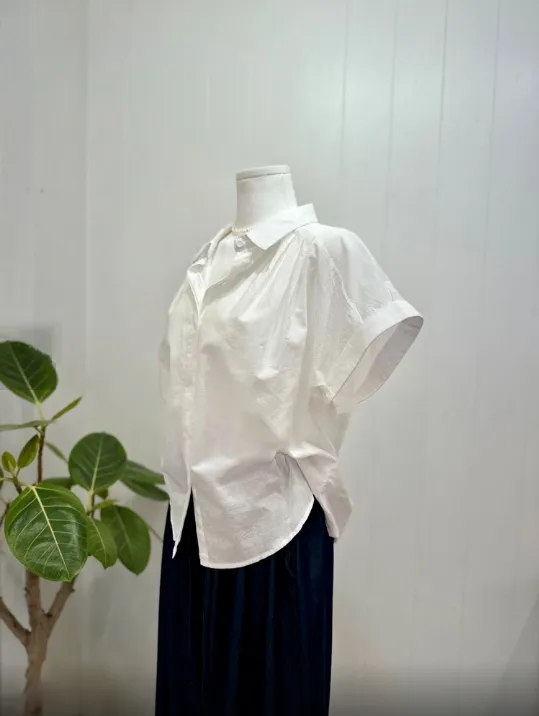 Pleated Over Fit Short Sleeve Shirts