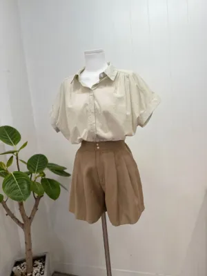 Pleated Over Fit Short Sleeve Shirts