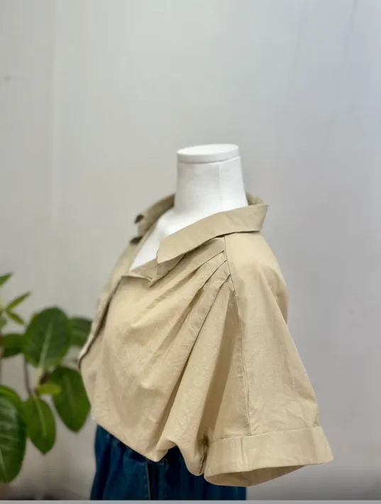 Pleated Over Fit Short Sleeve Shirts