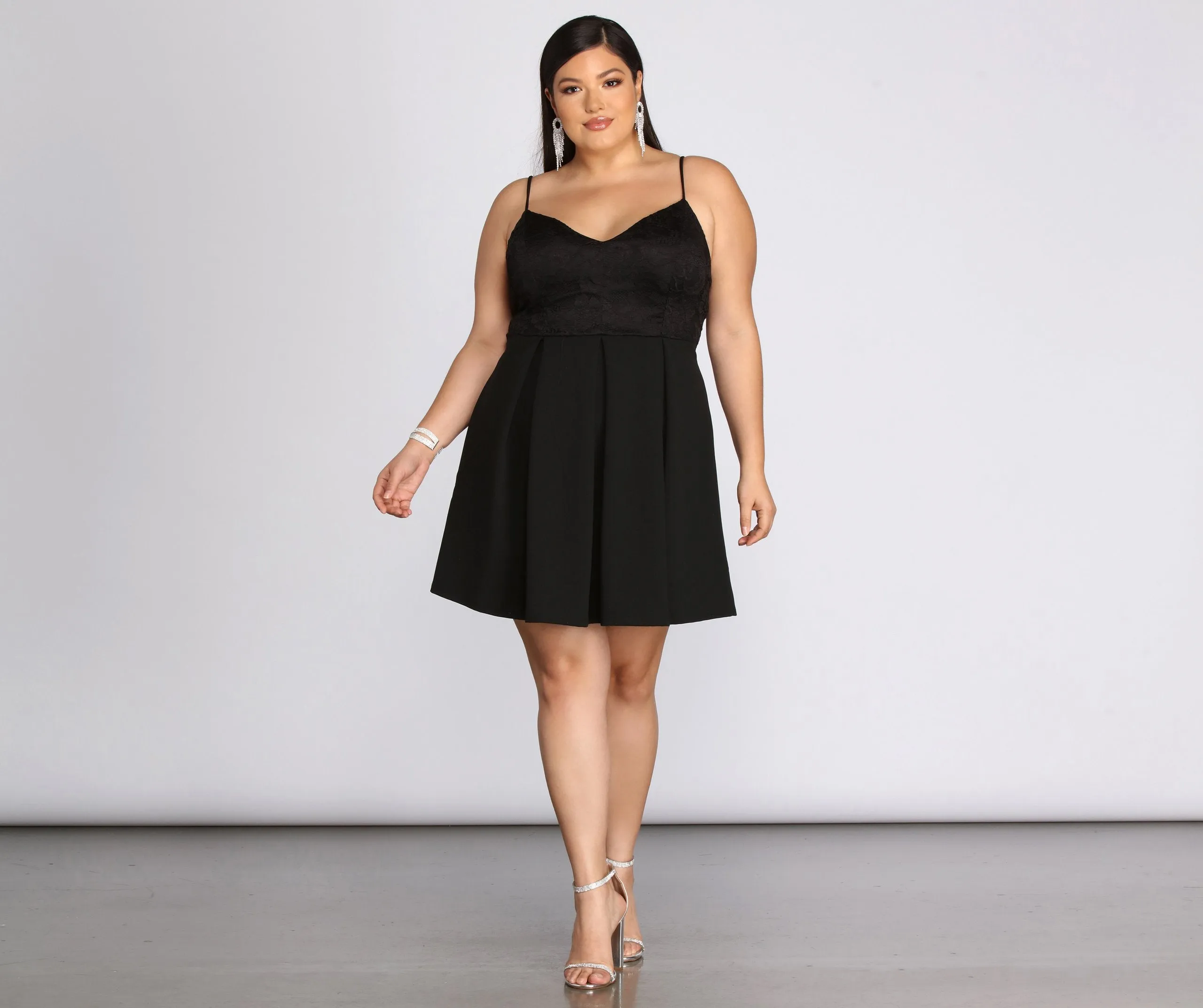 Plus Lace Stylish Appeal Skater Dress