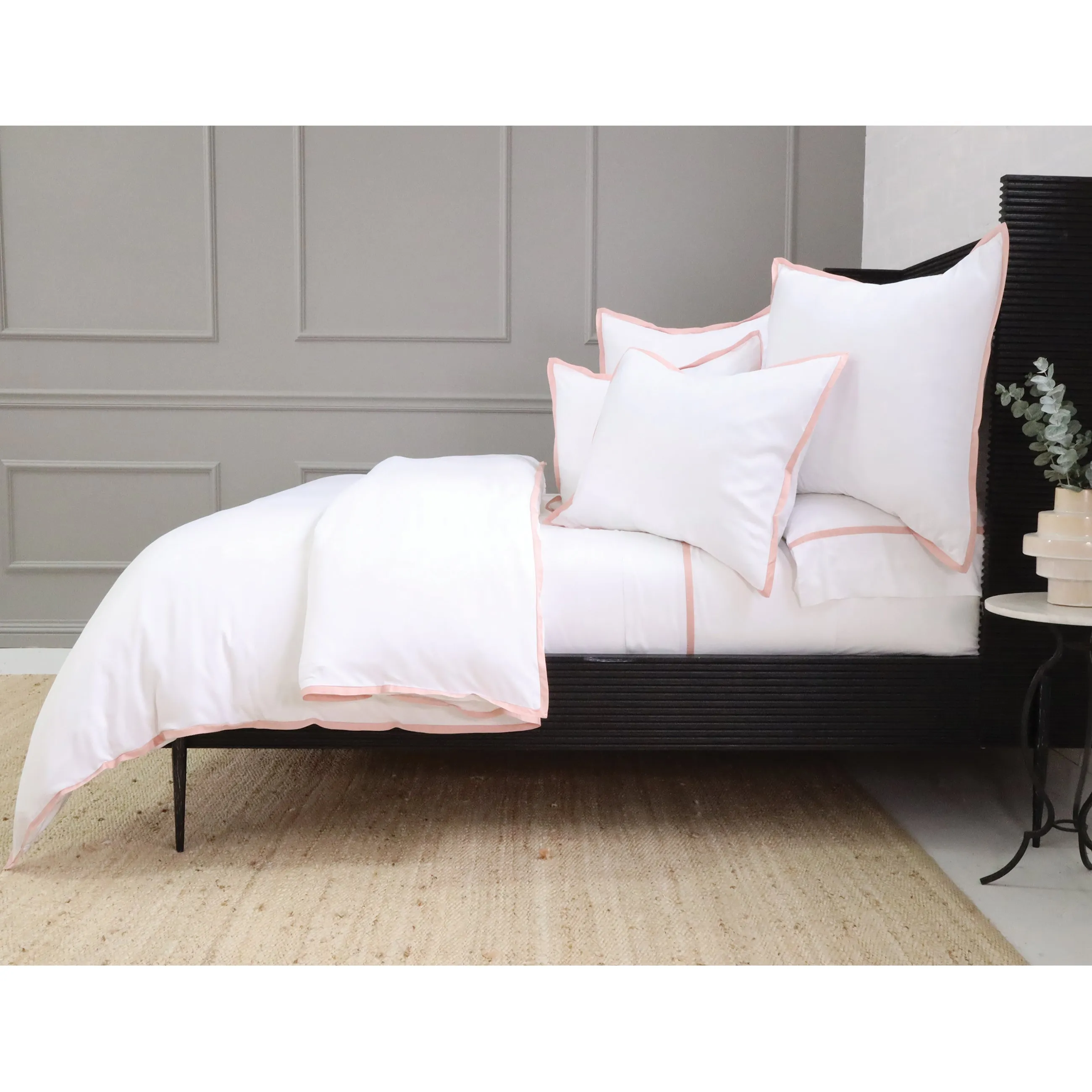 Pom Pom at Home Langston Bamboo Sateen Duvet Cover Set ~  Pink Flange ~ Available in Twin, Queen and King Sizes