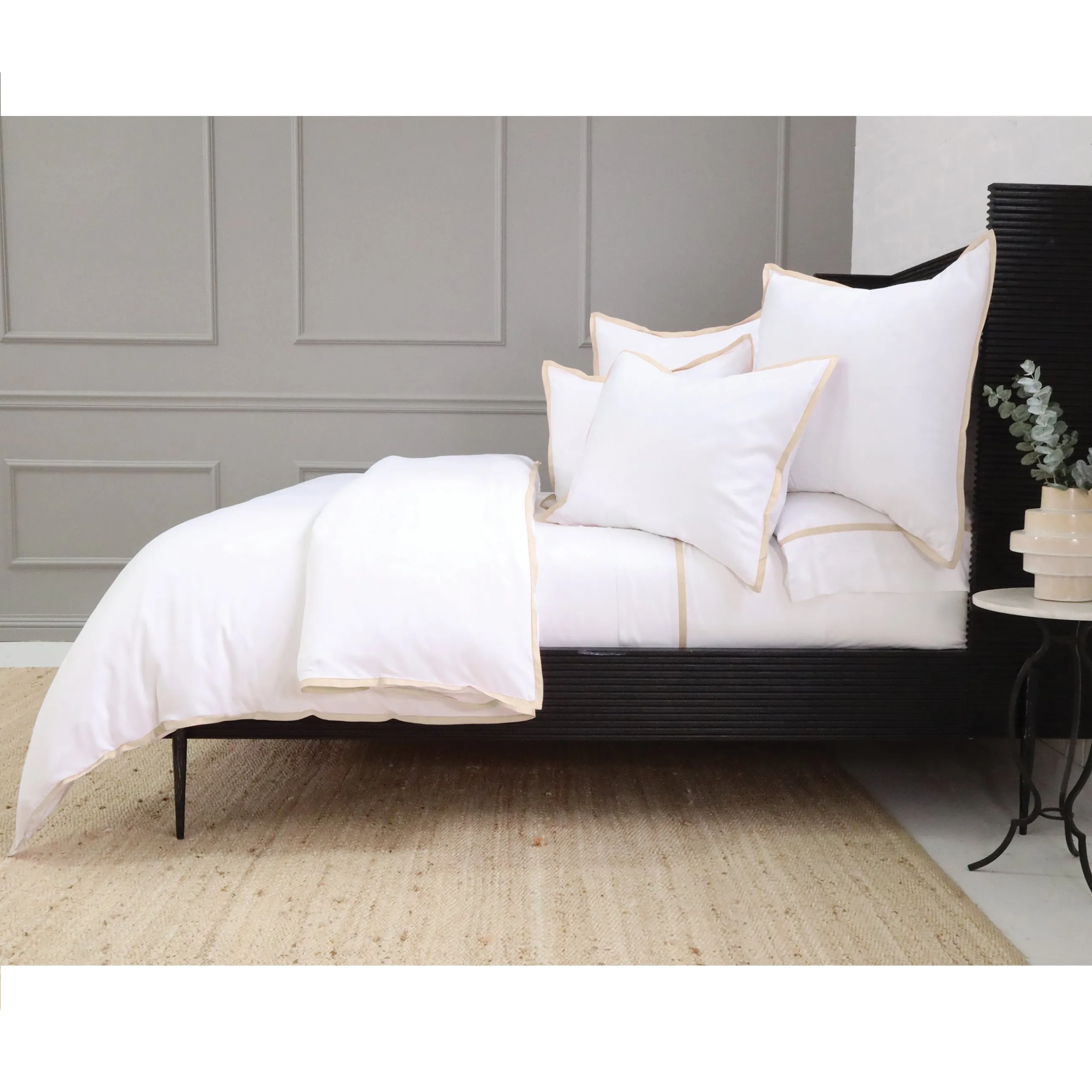 Pom Pom at Home Langston Bamboo Sateen Duvet Cover Set ~ Sand Flange ~ Available in Twin, Queen and King Sizes