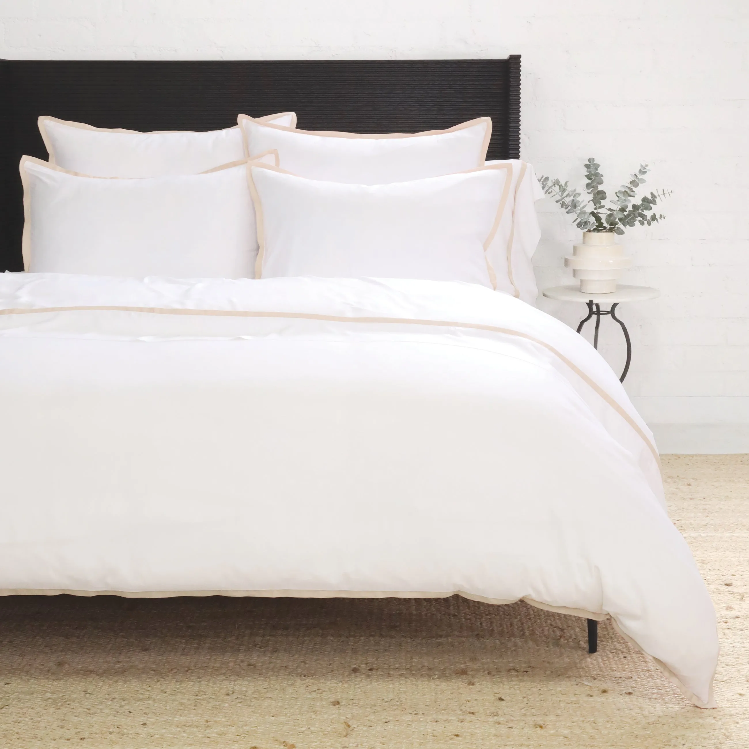 Pom Pom at Home Langston Bamboo Sateen Duvet Cover Set ~ Sand Flange ~ Available in Twin, Queen and King Sizes