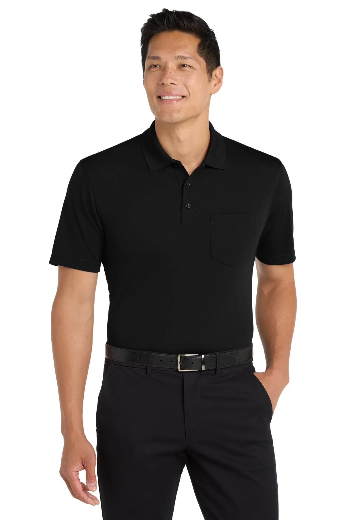 Port Authority Dry Zone UV Micro-Mesh Pocket Polo. K110P Deep Black