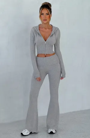 Portia Knit Pants - Light Grey Marl