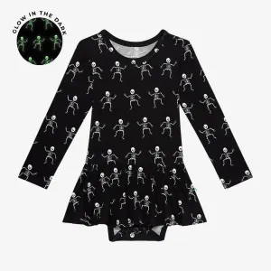 Posh Peanut- Dancing Skelly Long Sleeve Basic Twirl Skirt Bodysuit