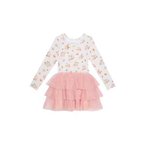 Posh Peanut Long Sleeve Girls Tulle Dress in Clemence