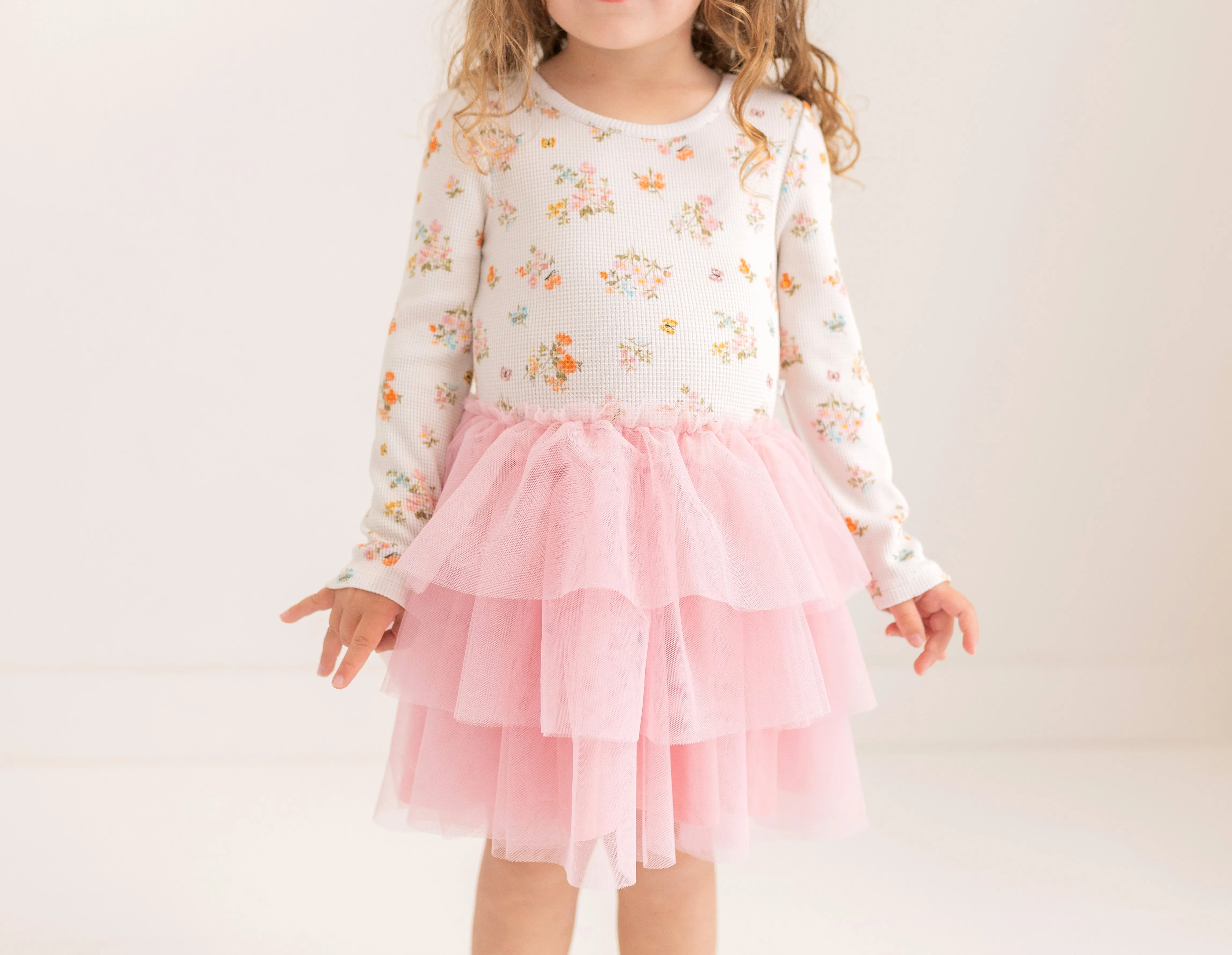 Posh Peanut Long Sleeve Girls Tulle Dress in Clemence