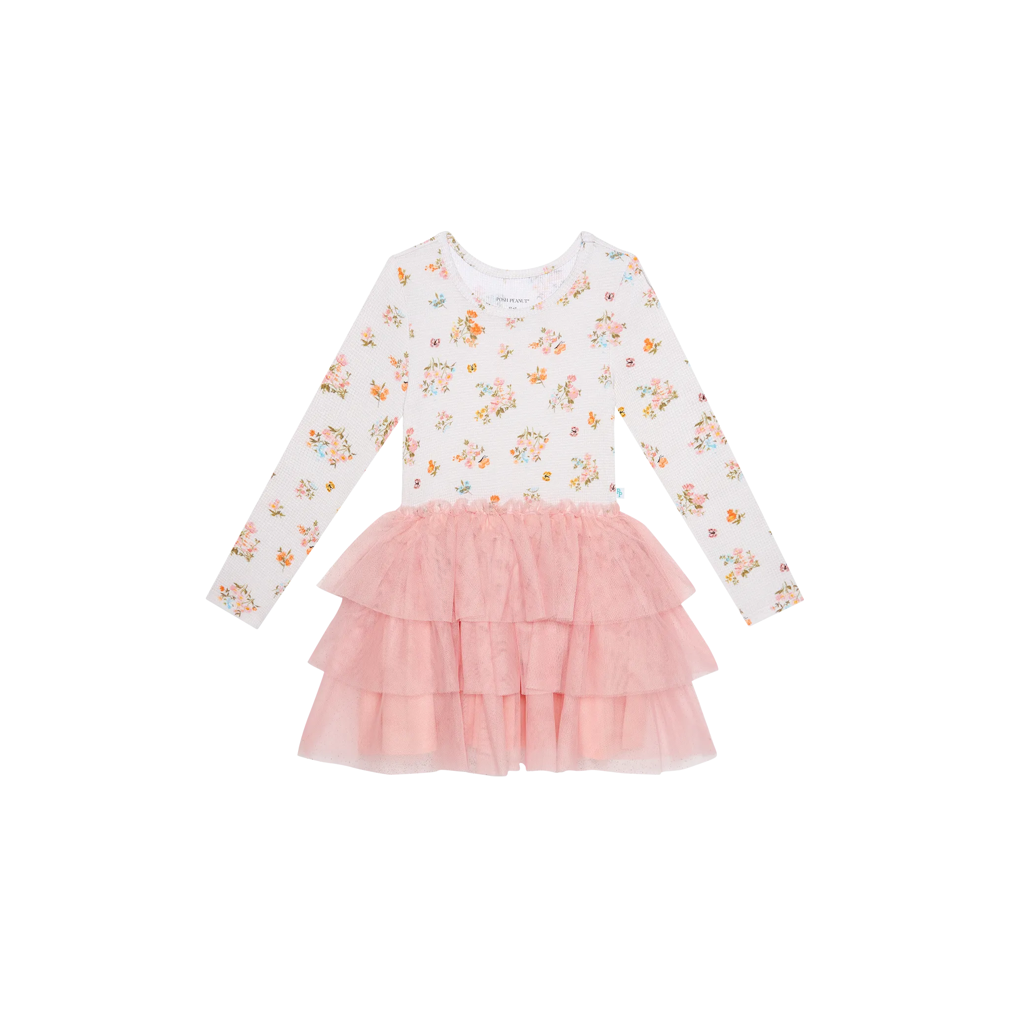Posh Peanut Long Sleeve Girls Tulle Dress in Clemence