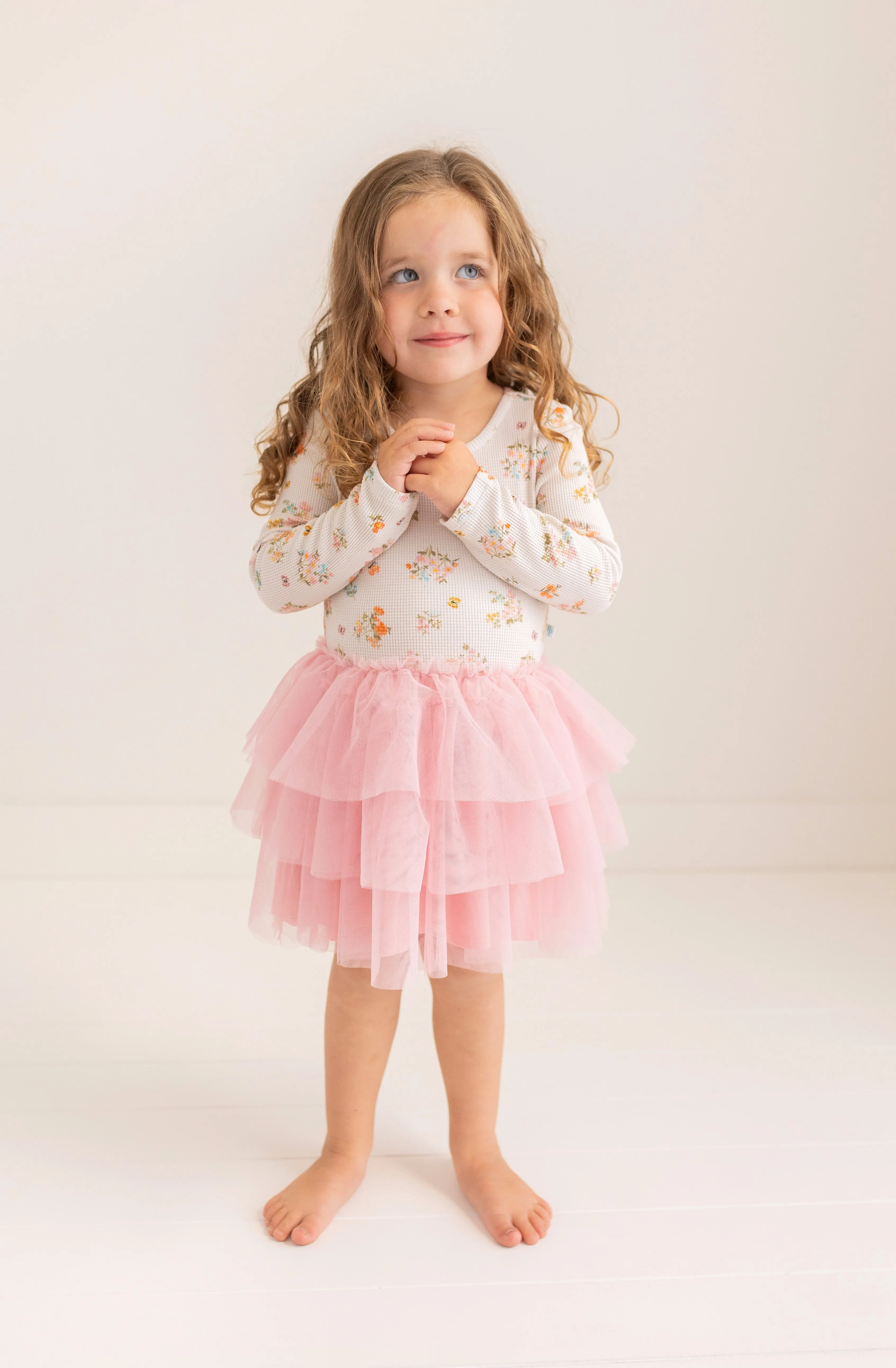 Posh Peanut Long Sleeve Girls Tulle Dress in Clemence