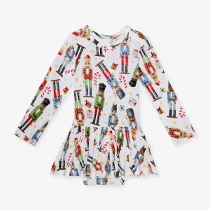 Posh Peanut Nutcracker Long Sleeve Basic Twirl Skirt Bodysuit