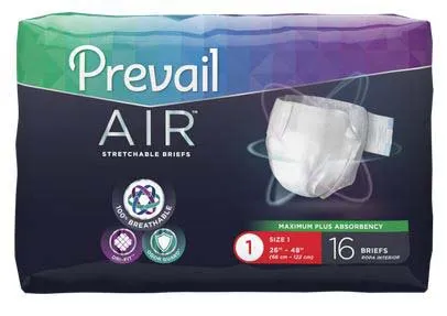 Prevail Air Briefs AIR-012 Size 1 Medium 26 to 48 Inch Waist White Bag of 16
