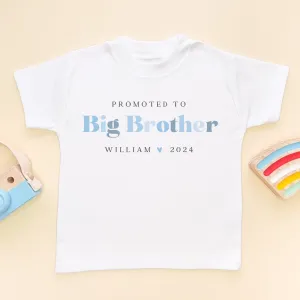 Promoted To Big Brother Blue Letters Personalised Toddler & Kids T Shirt