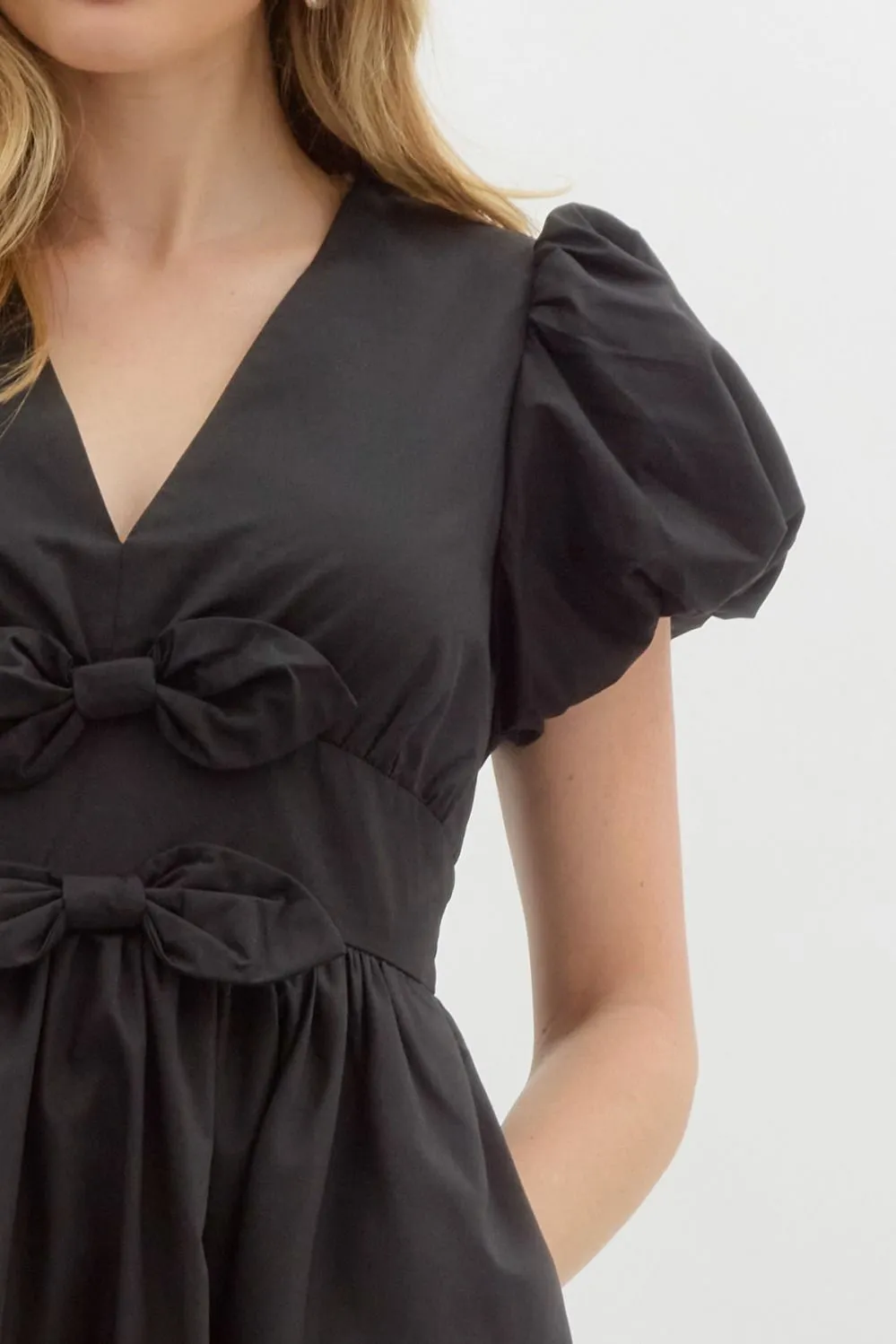 Puff bubble sleeve fit-and-flare mini dr