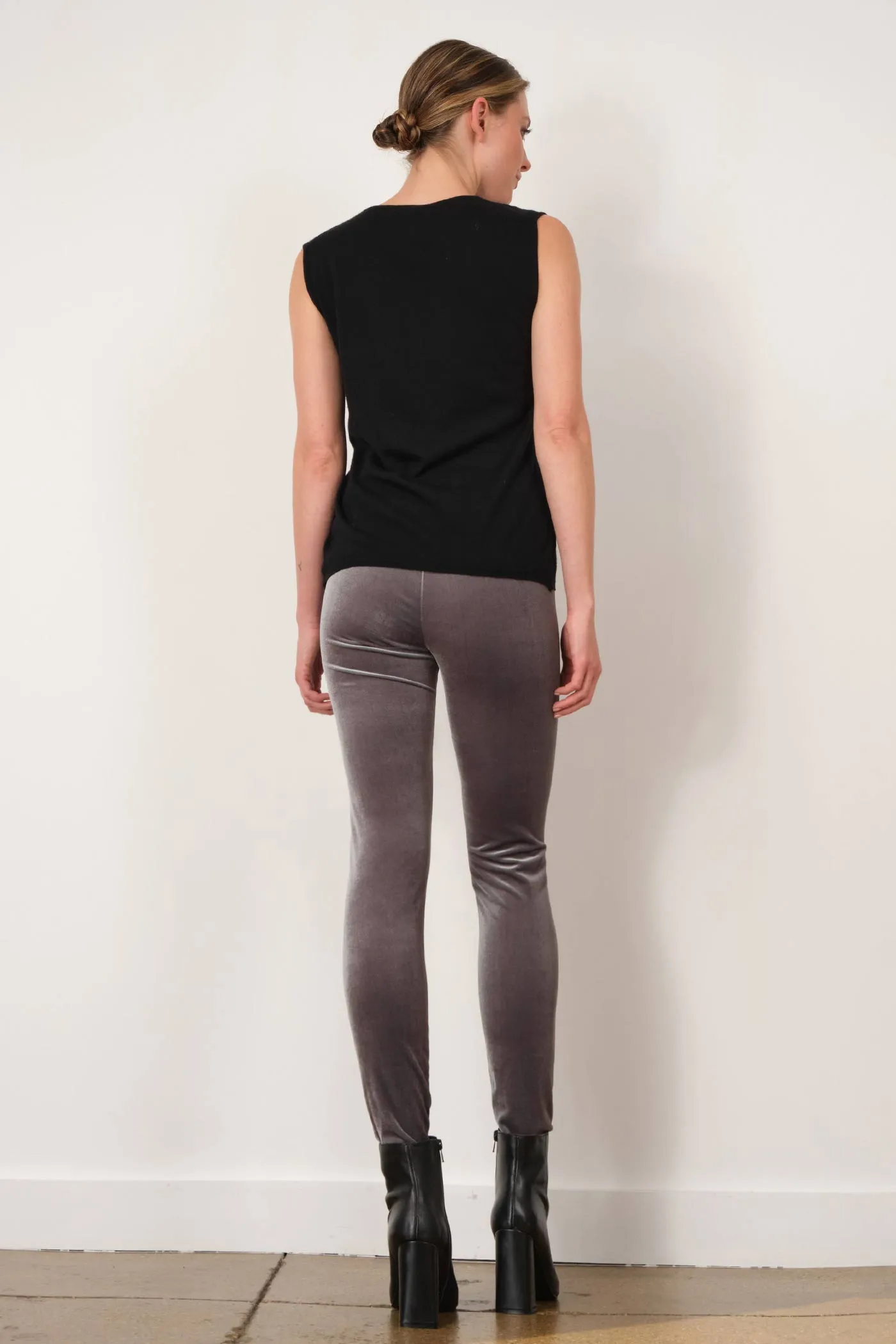 PULL ON SKINNY Velvet Light Grey