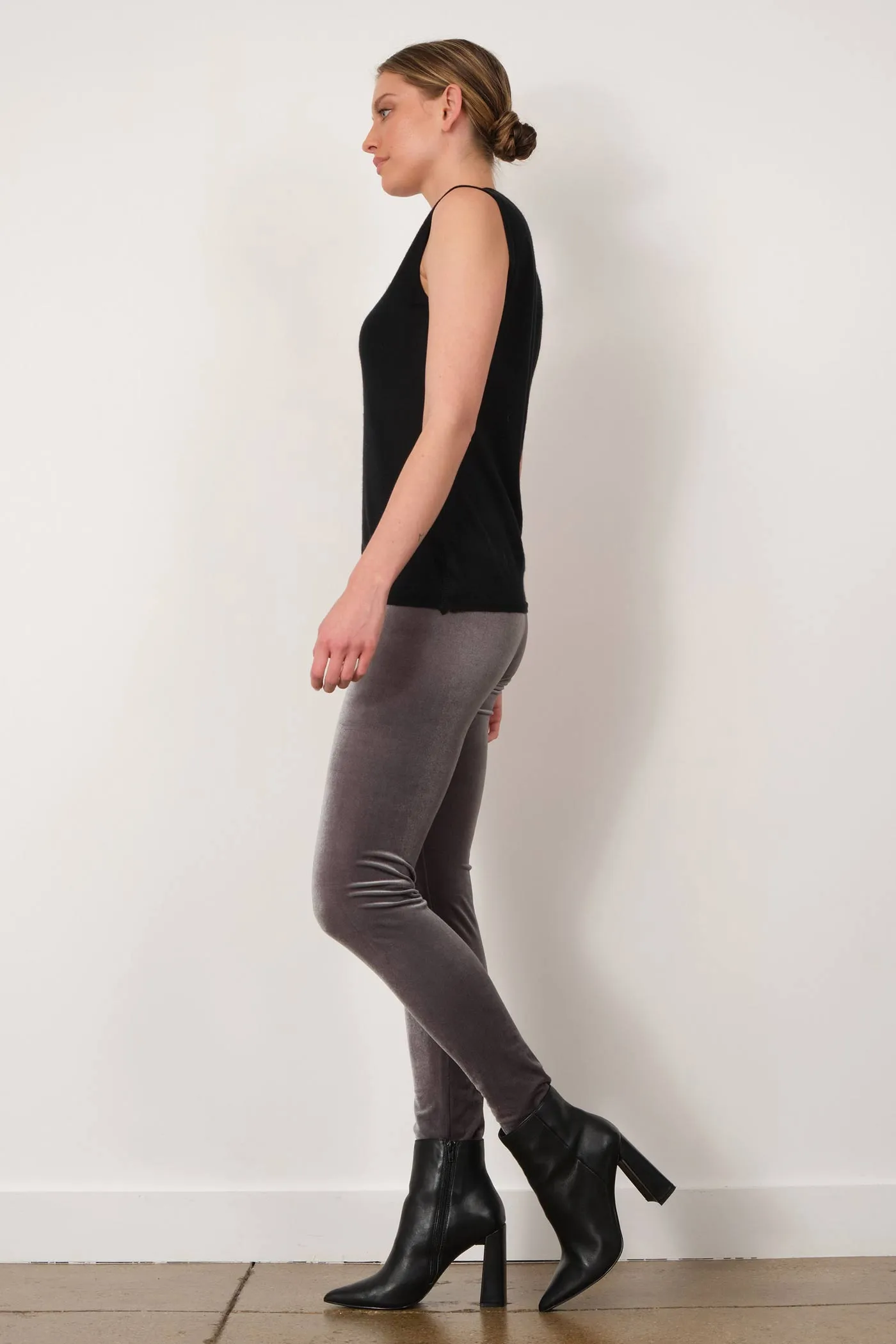 PULL ON SKINNY Velvet Light Grey