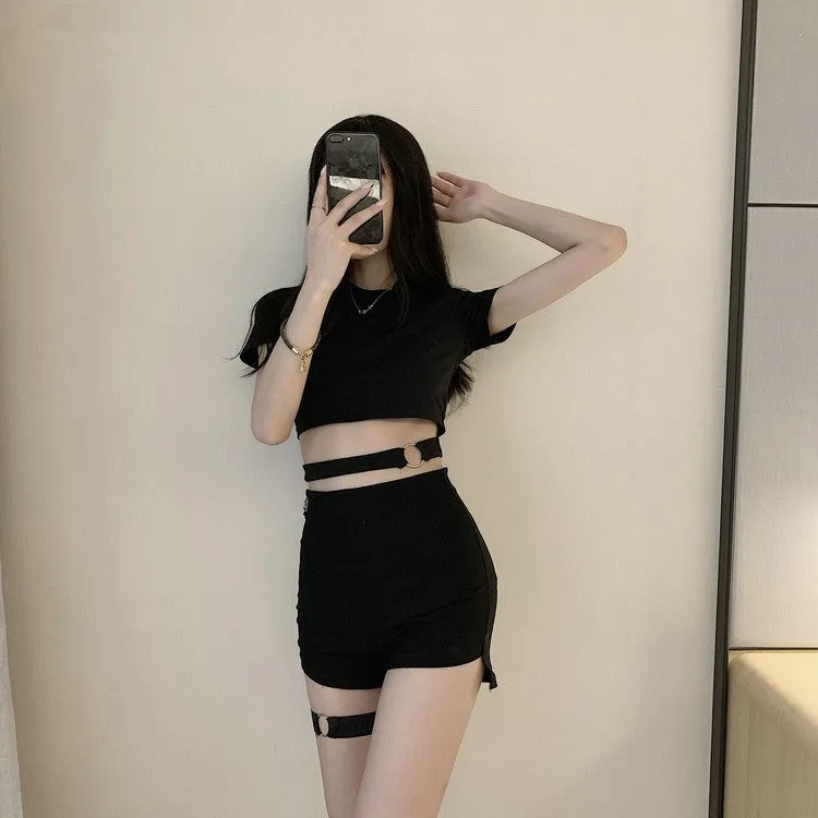 Punk black two-piece KF9131