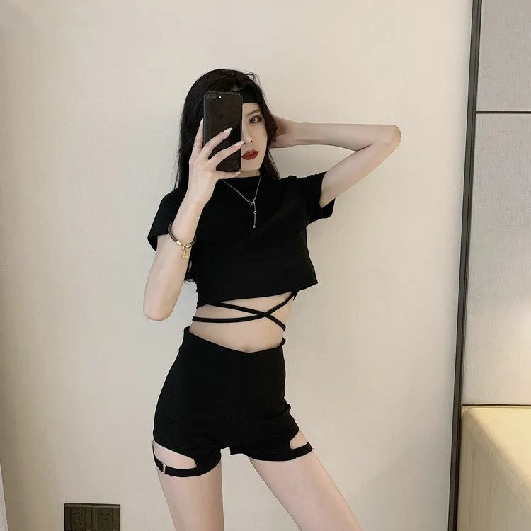 Punk black two-piece KF9131