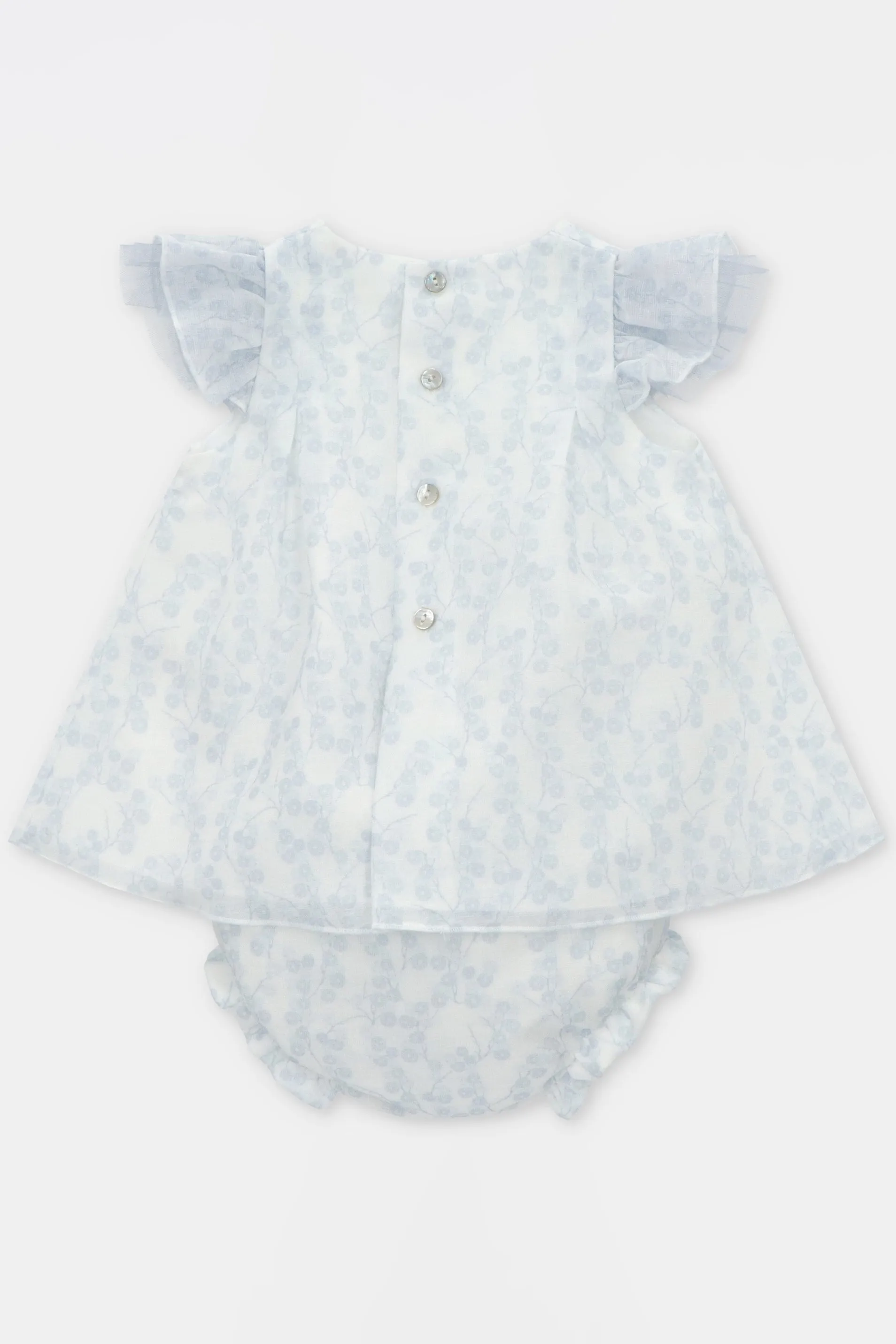 "Alessandra" Pale Blue Floral Tulle Dress & Bloomers