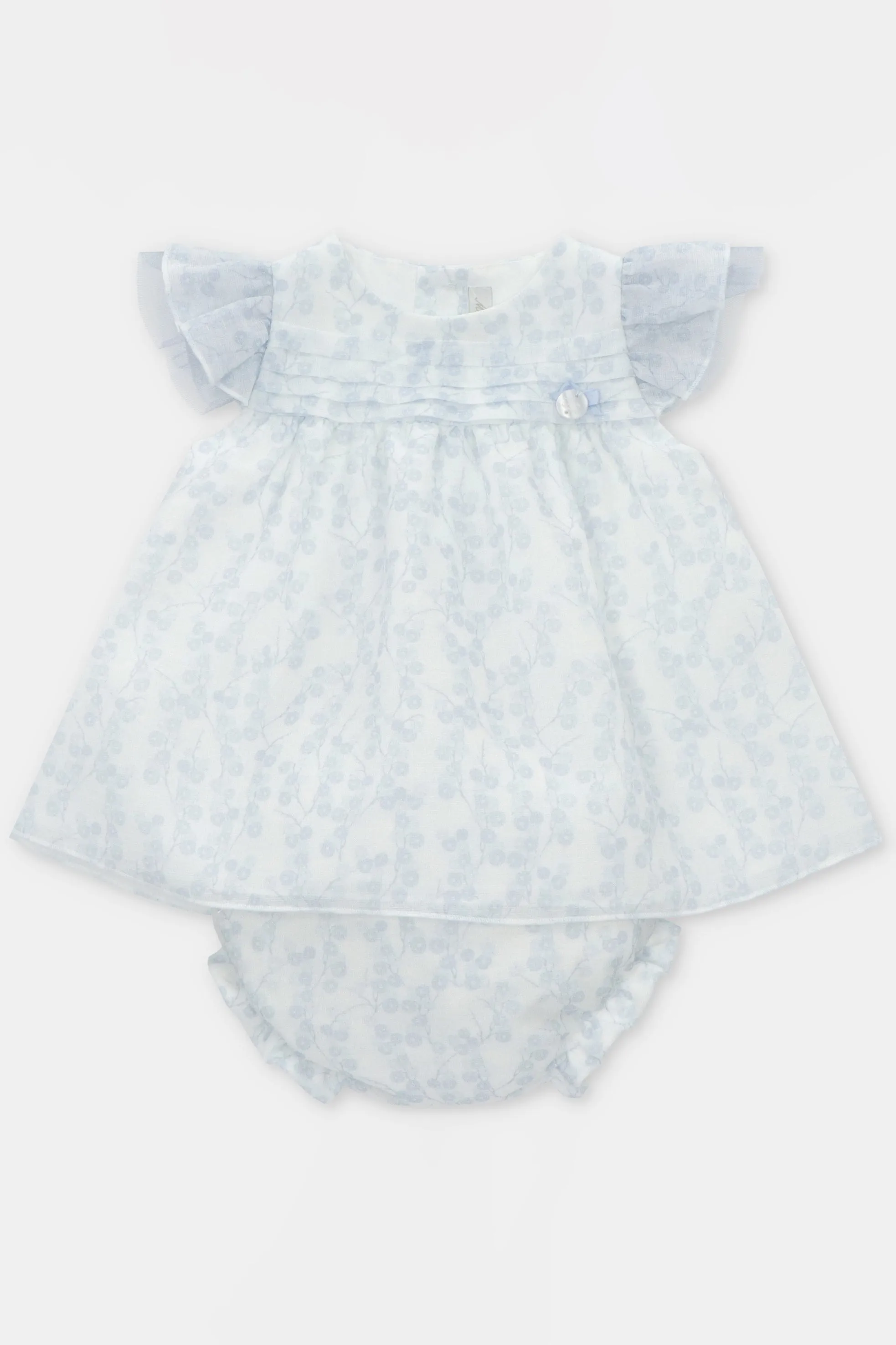 "Alessandra" Pale Blue Floral Tulle Dress & Bloomers