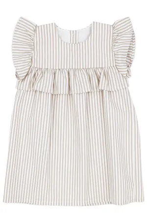"Faith" Beige Stripe Dress
