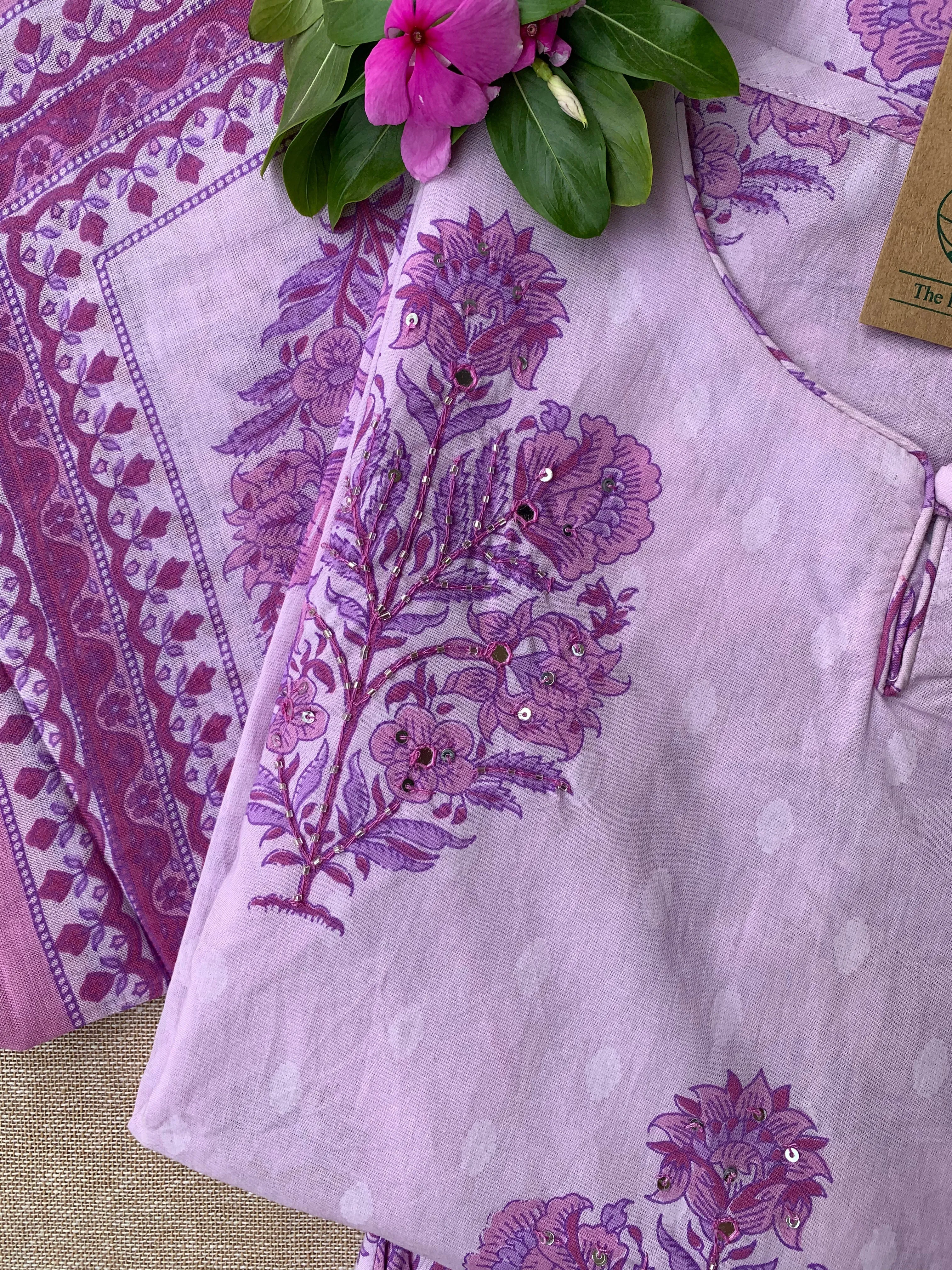 "Kalyani" Hand Block Printed Cotton Kurta Set(3pc)