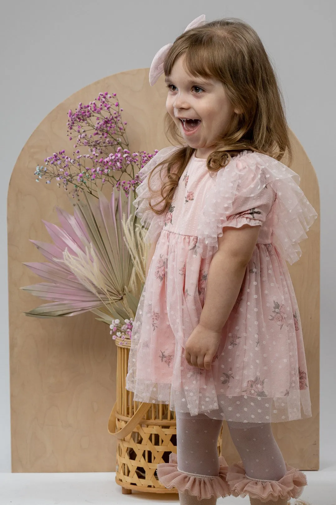 "Pernille" Pink Vintage Floral Tulle Dress