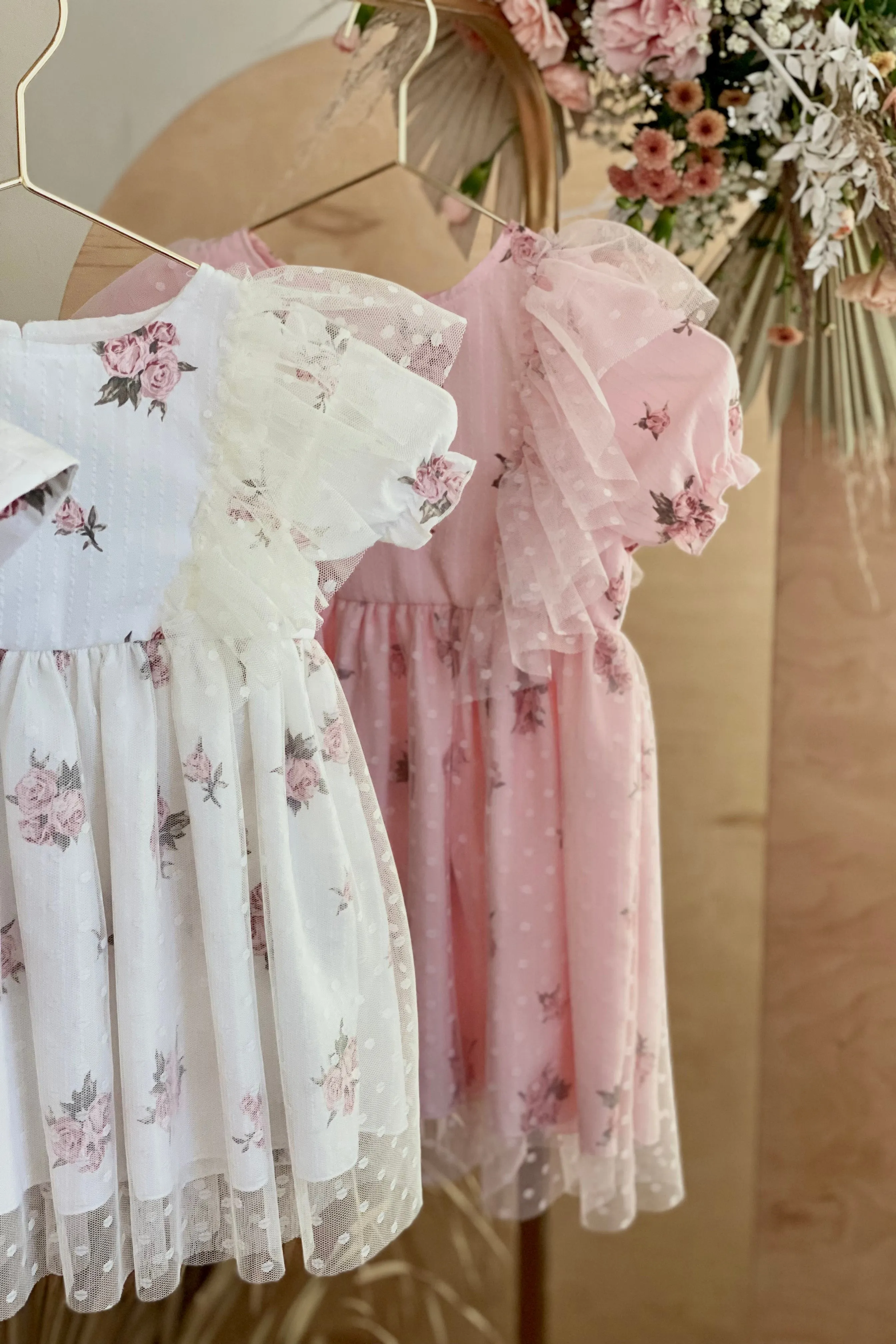 "Pernille" Pink Vintage Floral Tulle Dress
