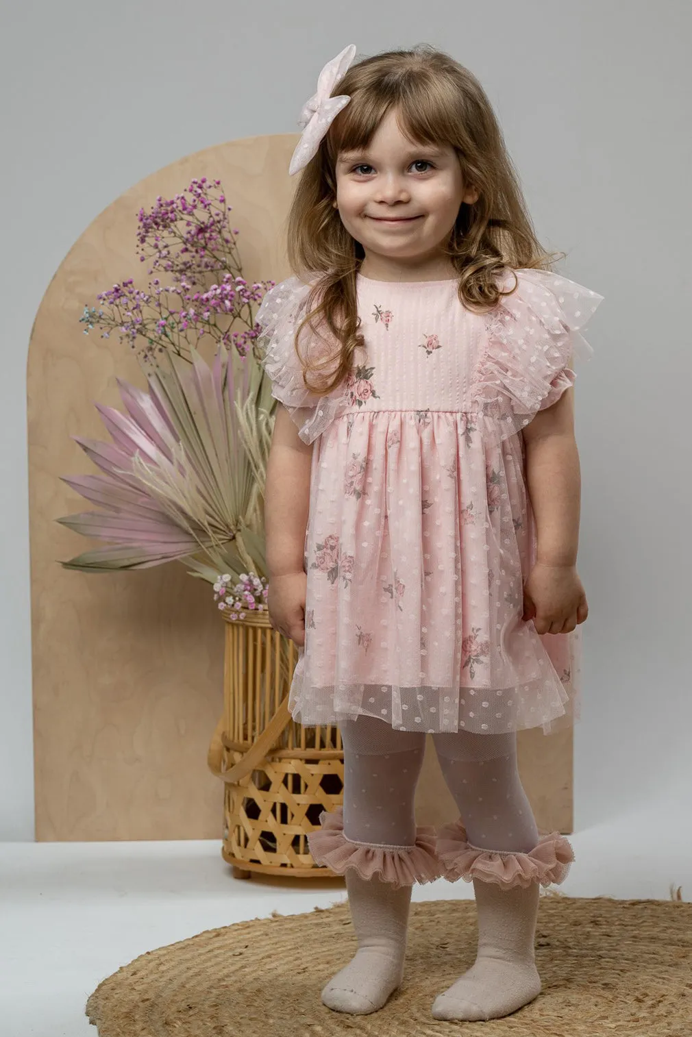 "Pernille" Pink Vintage Floral Tulle Dress