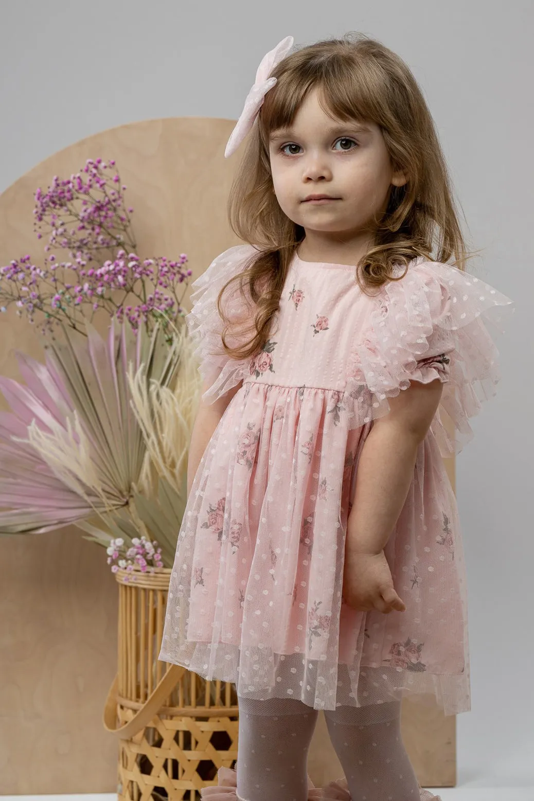 "Pernille" Pink Vintage Floral Tulle Dress