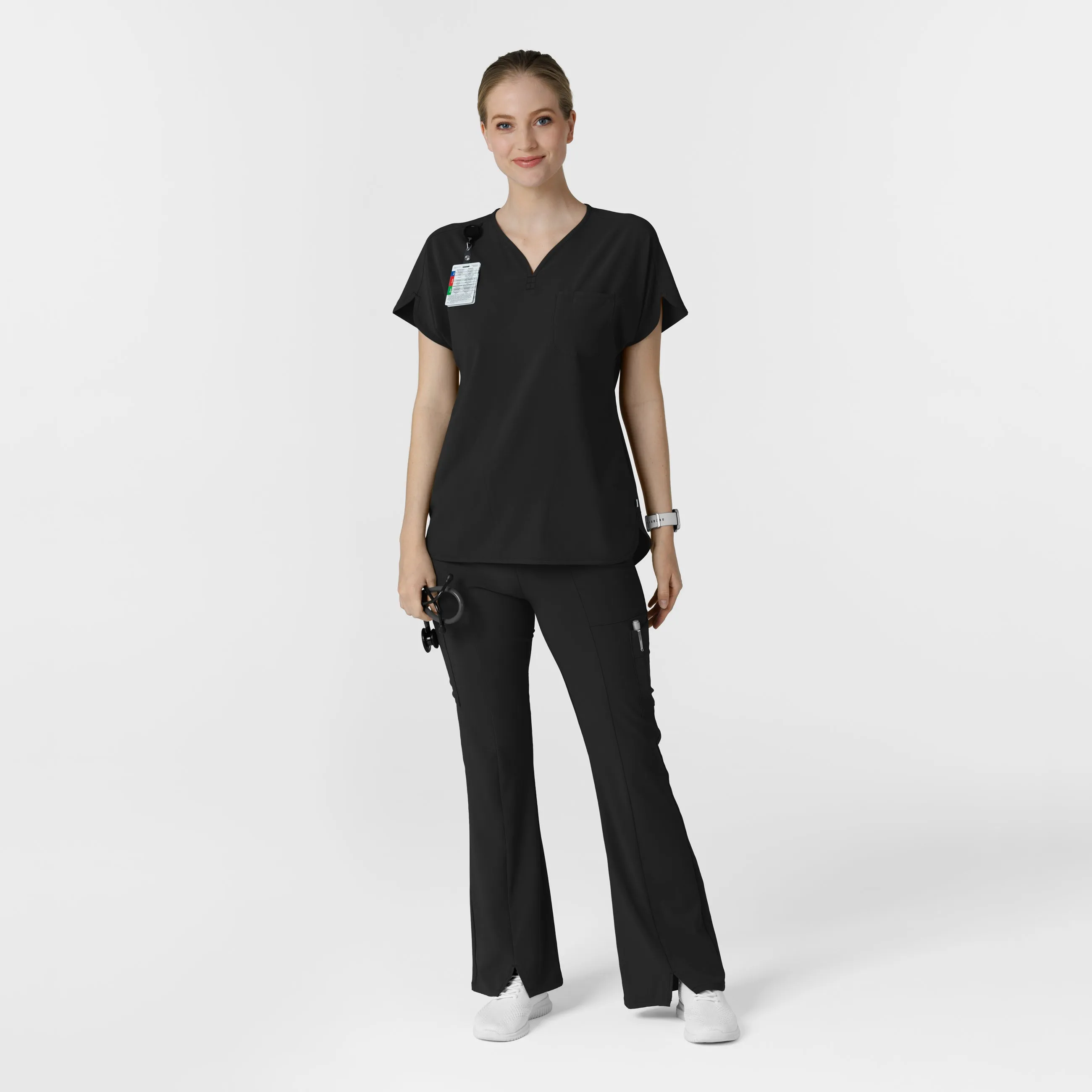 RENEW 5534 Cargo Flare Scrub Pants Black