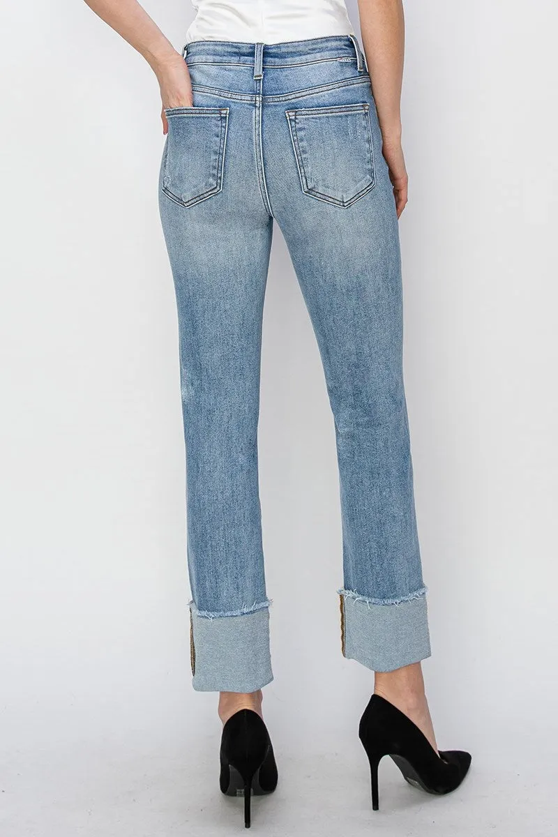 Risen Light Straight Jeans with Cuff