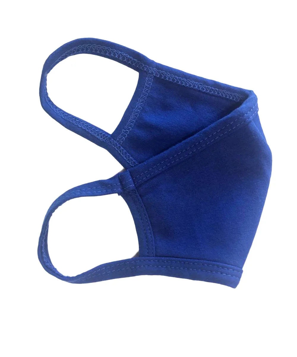 Royal Blue Face Mask, 100% Cotton, 2 layers, Navy, Washable, Reusable Mask, Youth Size