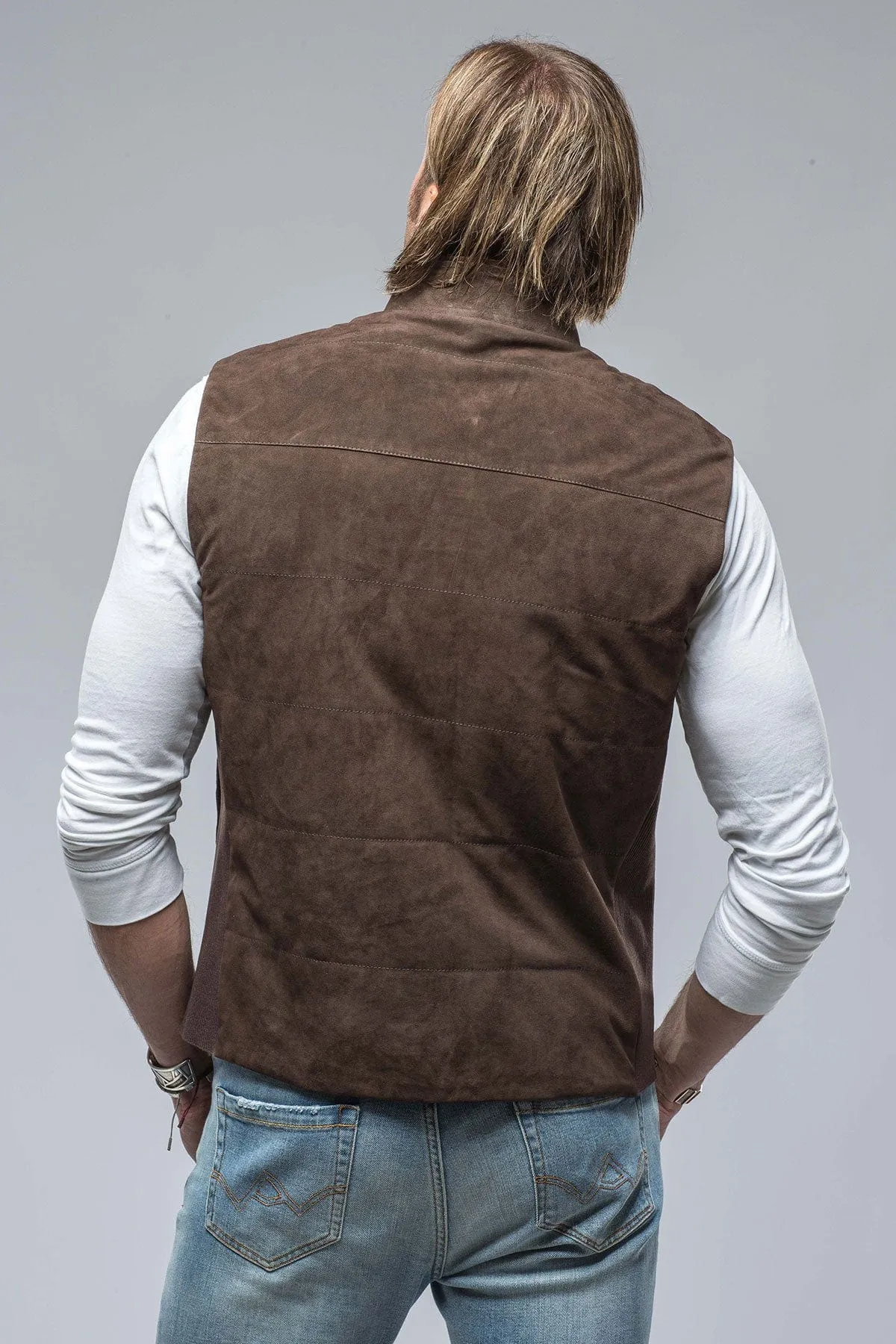 Rye Suede Vest In Chocolate
