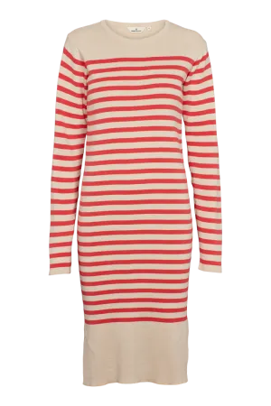Sailor Stripe Knit Dress - Birch/Cayenne