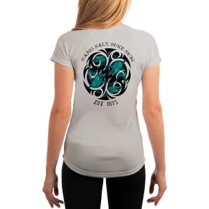 SAND.SALT.SURF.SUN. Dolphin Tribal Women's UPF 50  UV Sun Protection Performance Short Sleeve T-Shirt