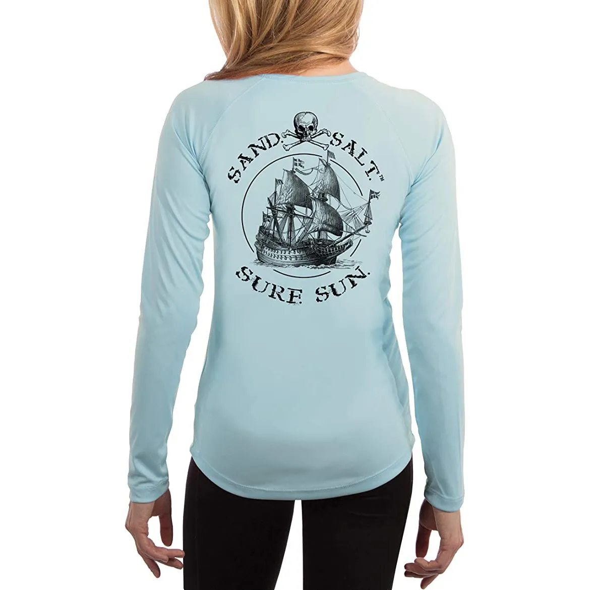 SAND.SALT.SURF.SUN. Vintage Ship Women's UPF 50  UV Sun Protection Performance Long Sleeve T-Shirt