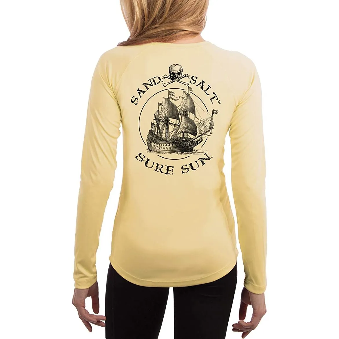 SAND.SALT.SURF.SUN. Vintage Ship Women's UPF 50  UV Sun Protection Performance Long Sleeve T-Shirt