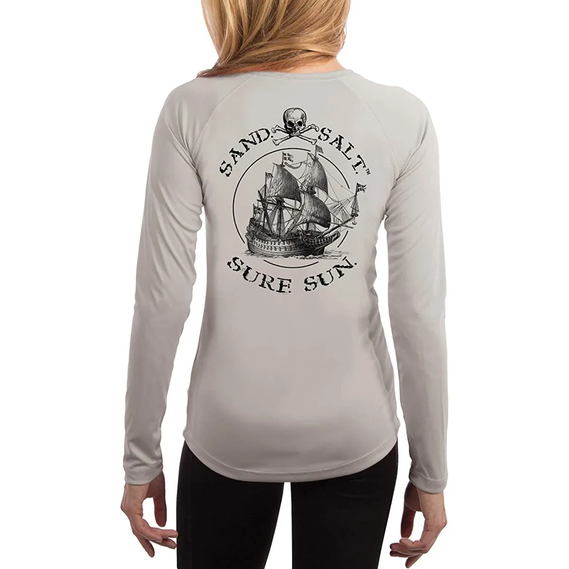 SAND.SALT.SURF.SUN. Vintage Ship Women's UPF 50  UV Sun Protection Performance Long Sleeve T-Shirt