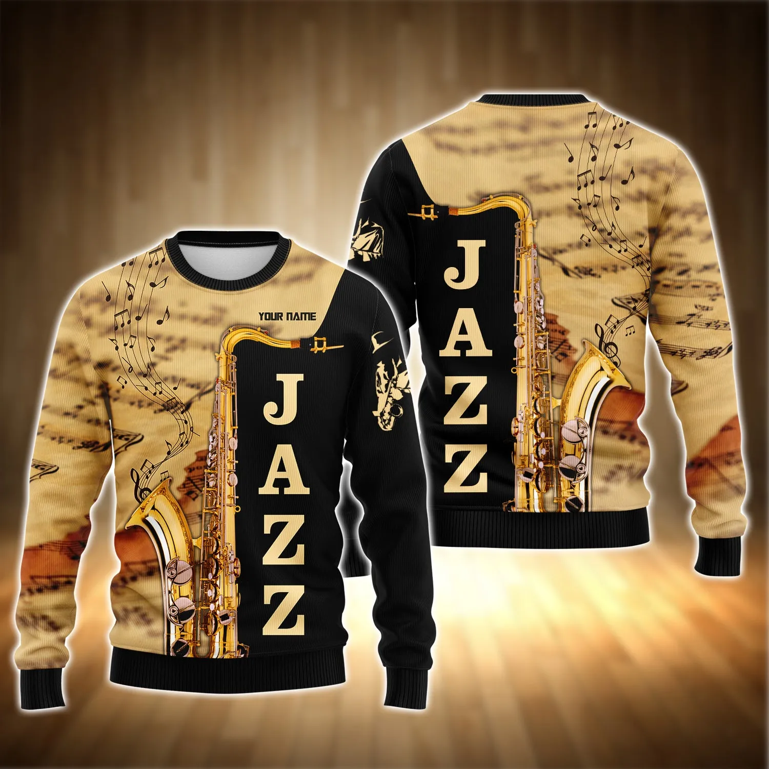 Saxophone Jazz Personalized Name 3D Full Print Shirts 03