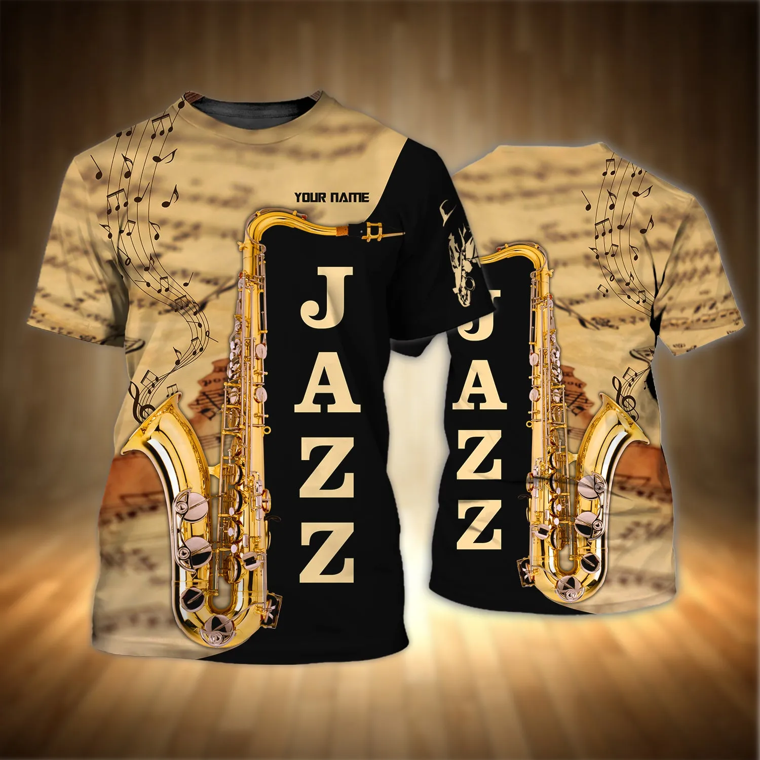Saxophone Jazz Personalized Name 3D Full Print Shirts 03